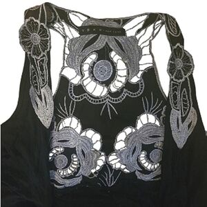 💄SUPER RARE💄 Black Cotton Cardigan Grey Lace Back Embellishme Vest